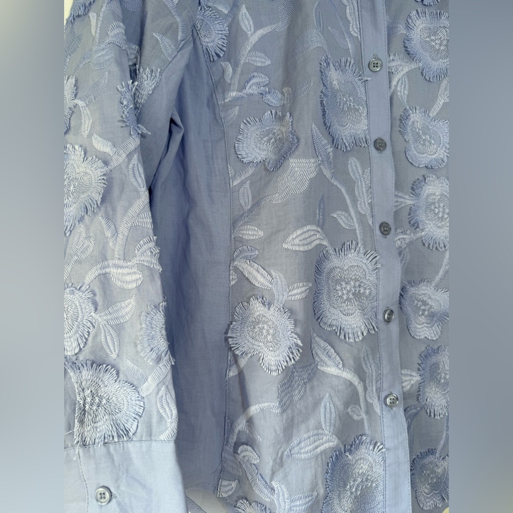 Hester & Orchard 3D Floral Textured Button Down Shirt 100% Cotton Artsy Unique - Picture 5 of 7